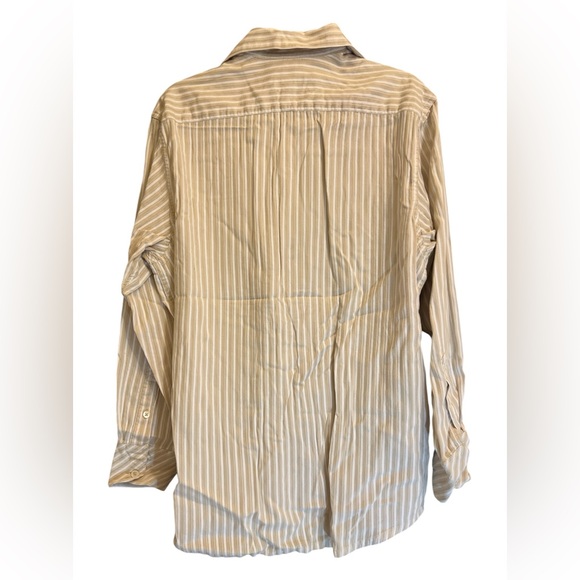 Indigo Palms Denim Co. Men’s Shirt Sz M Long Sleeve Striped Button up Tan/White - Picture 8 of 14